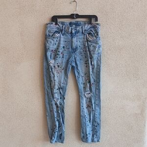 Trendy Blue Distressed Men's Boyfriend Jeans